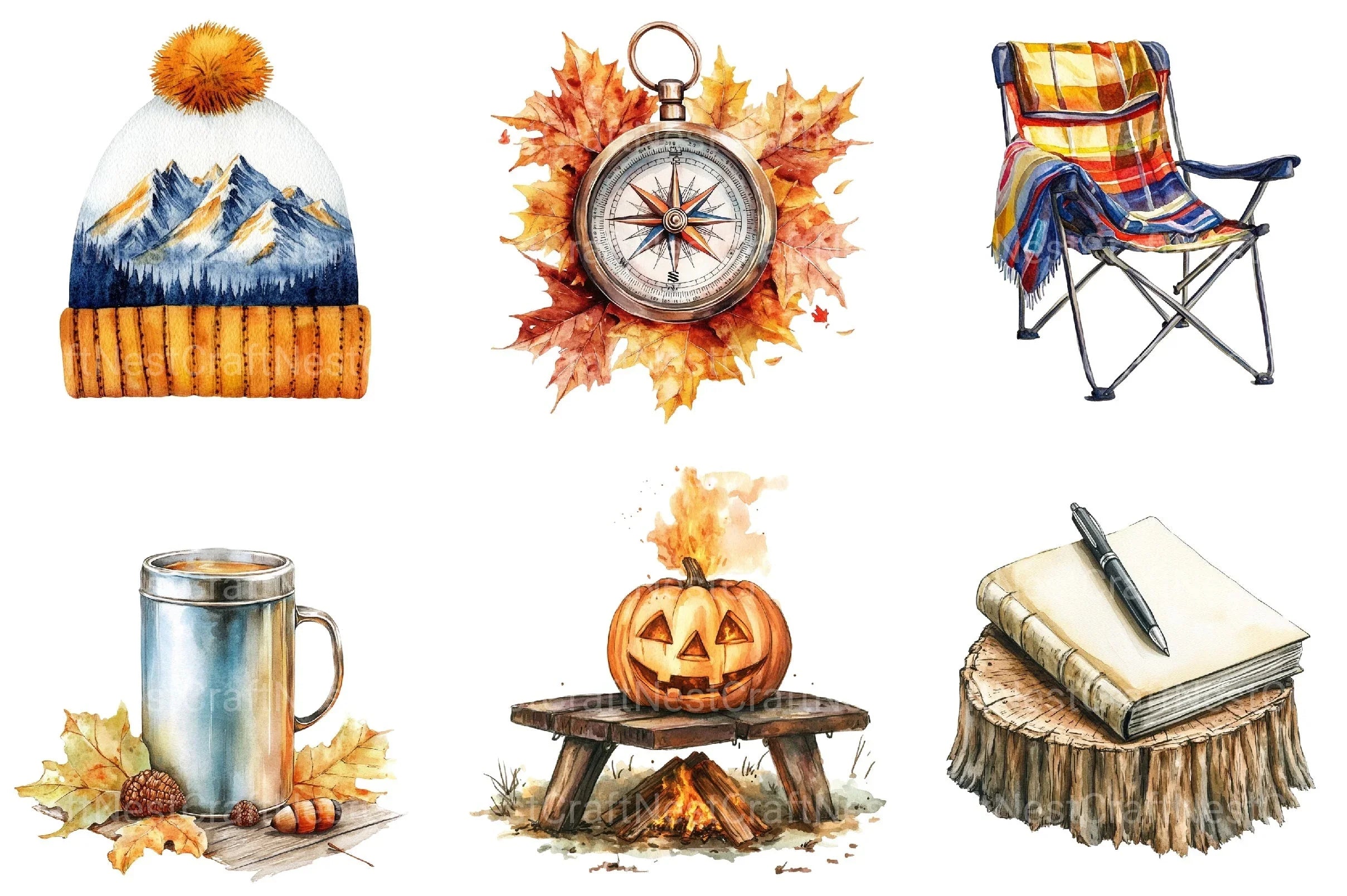 Autumn Camping Trip Clipart Bundle 1 - CraftNest - Digital Crafting and Art