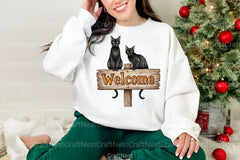 Black Cat Welcome Sign Clipart Bundle - CraftNest - Digital Crafting and Art