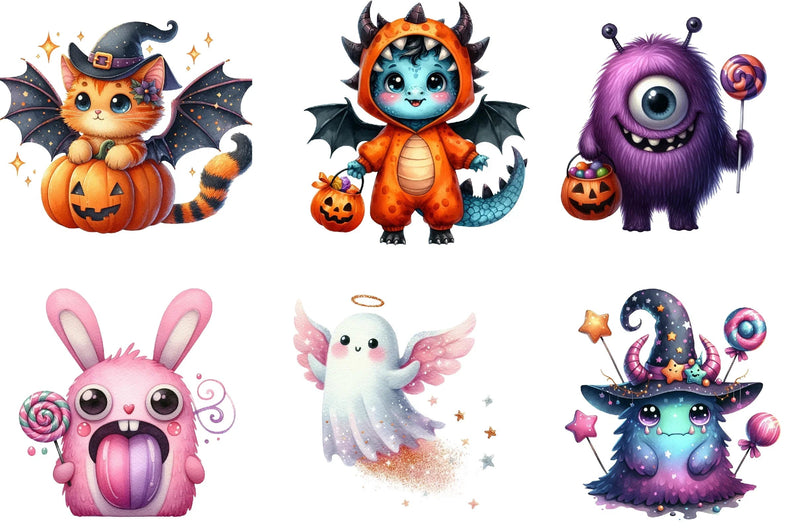 Cute Halloween Monsters Clipart Bundle - CraftNest - Digital Crafting and Art
