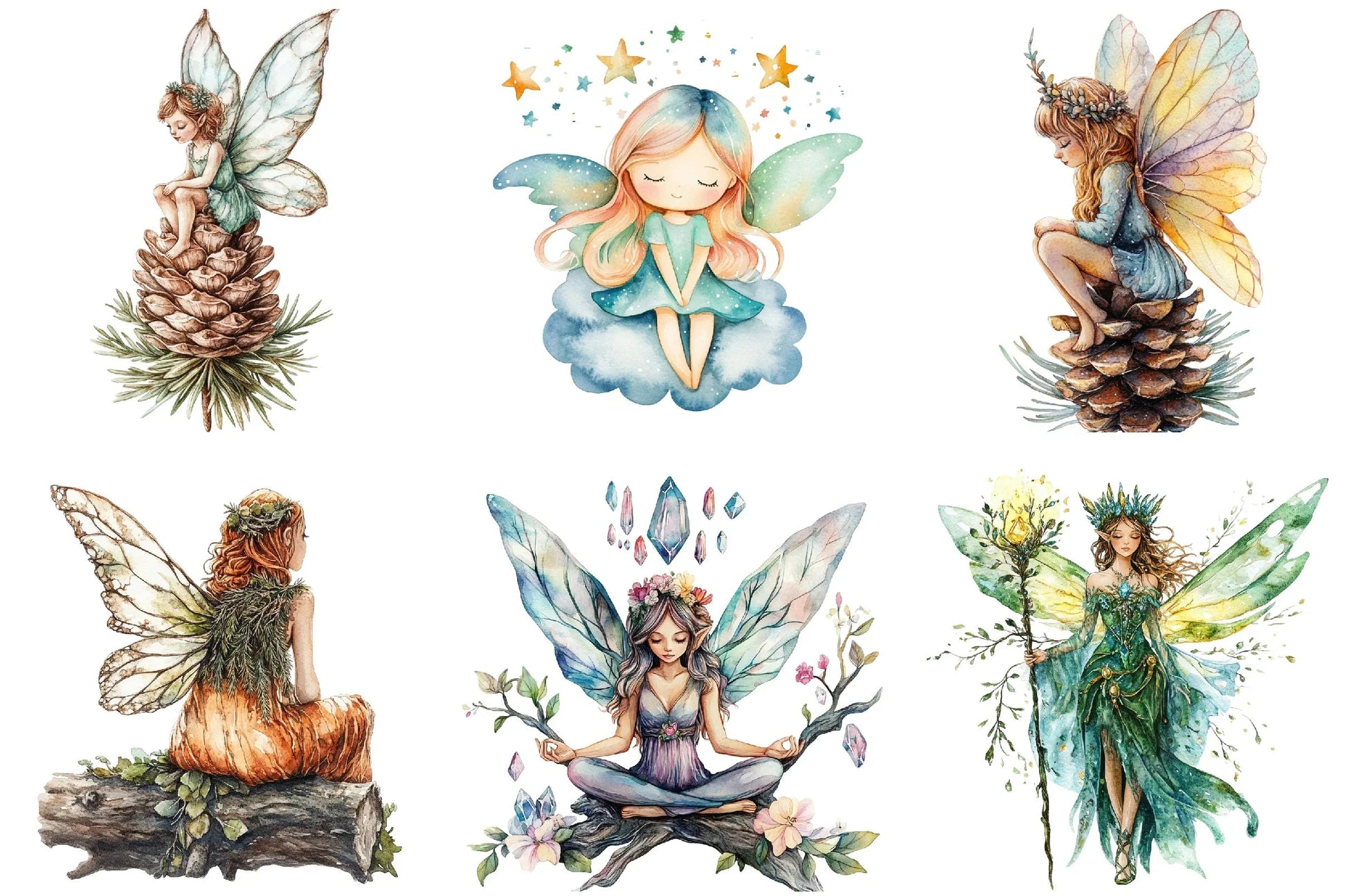 Boho Woodland Fairy Clipart Bundle - CraftNest - Digital Crafting and Art