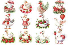 Strawberry Goose Clipart Bundle - CraftNest - Digital Crafting and Art
