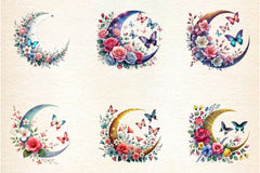 Butterfly and Flower Moon Clipart Bundle - CraftNest - Digital Crafting and Art