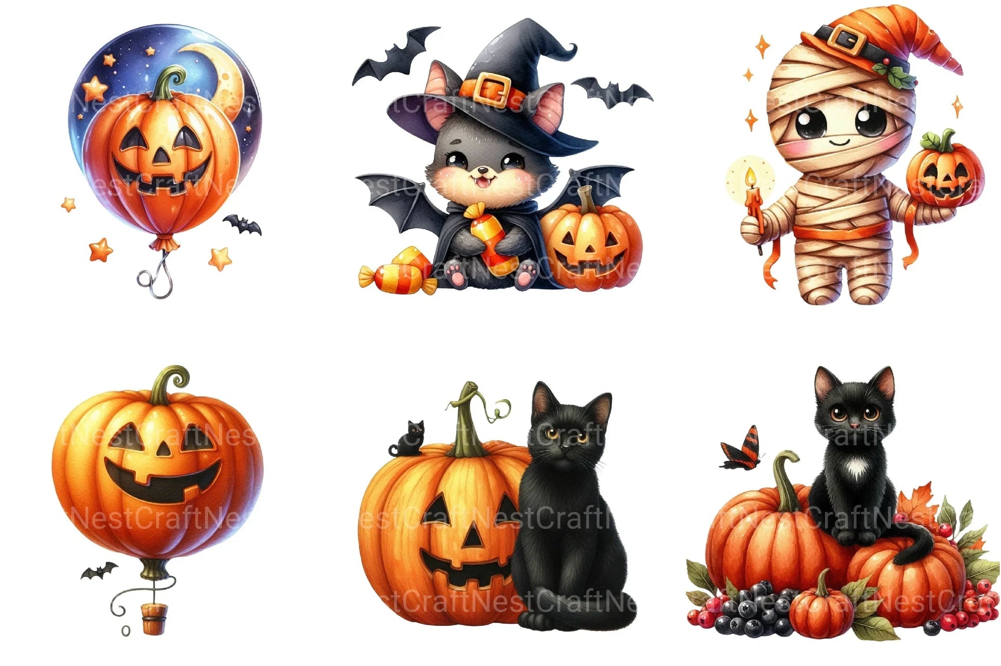 Cute Halloween Clipart Bundle 56 - CraftNest - Digital Crafting and Art