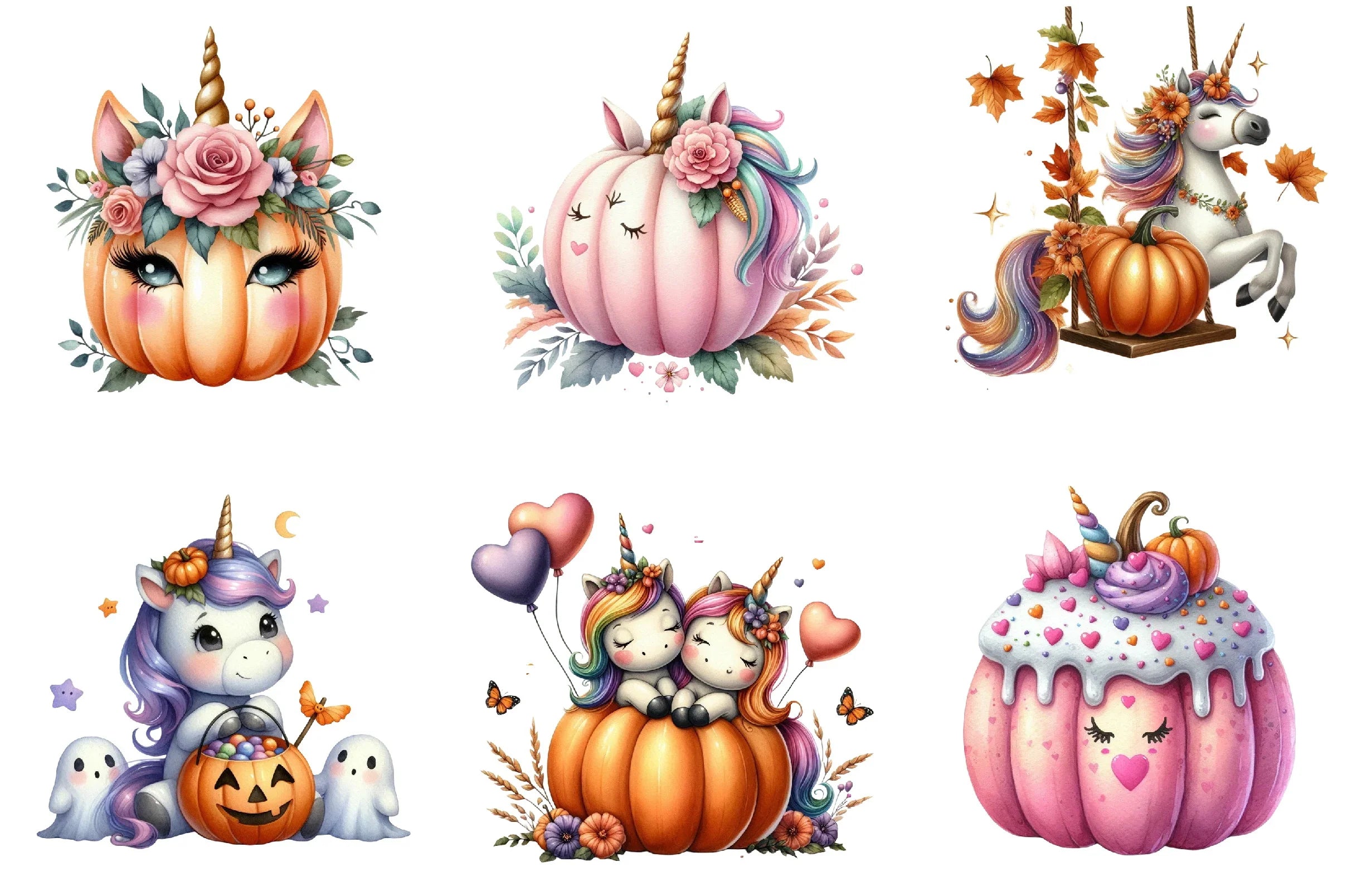 Unicorn Pumpkin Clipart Bundle - CraftNest - Digital Crafting and Art