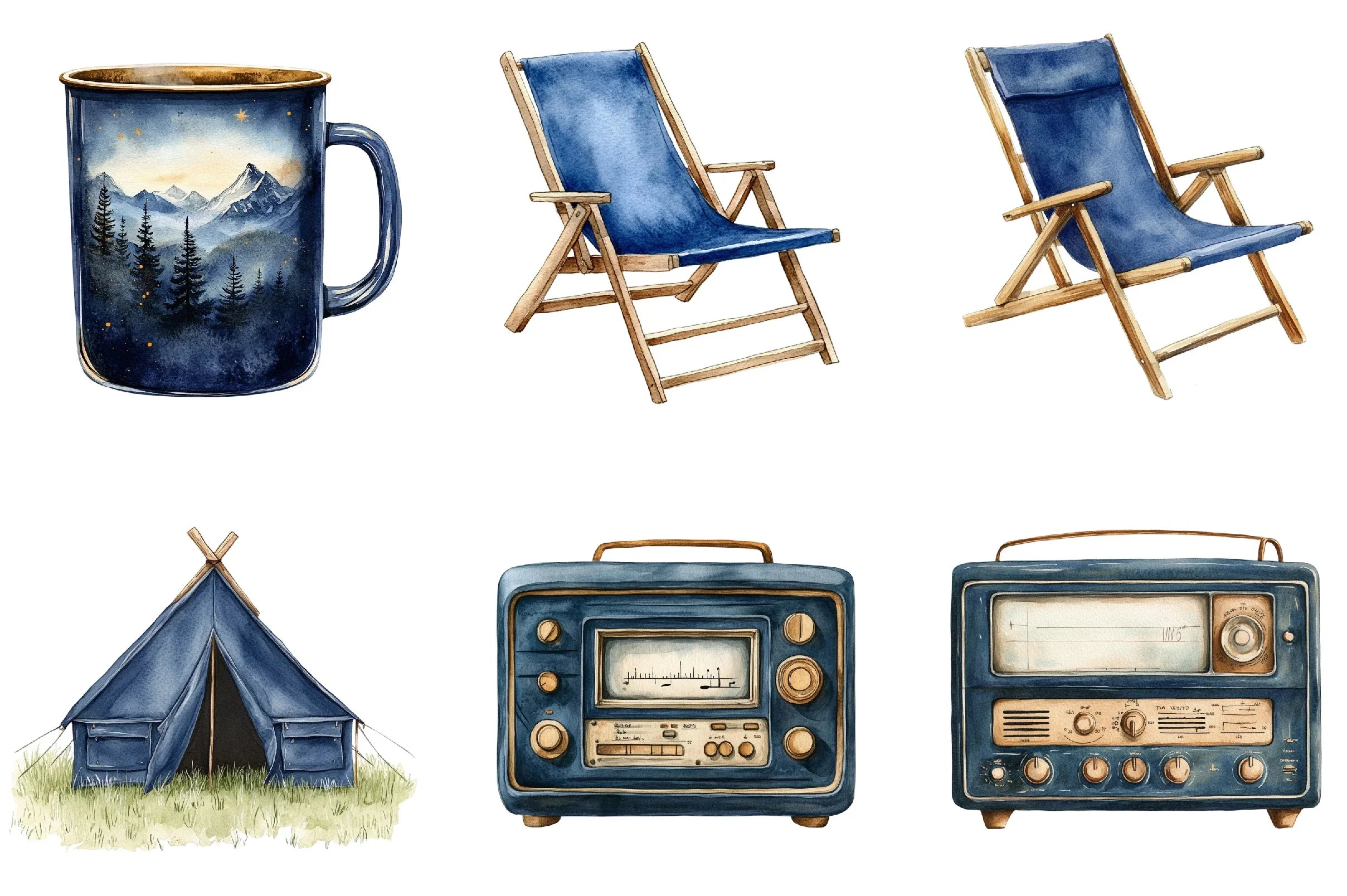 Navy Summer Outdoor Clipart Bundle - CraftNest - Digital Crafting and Art