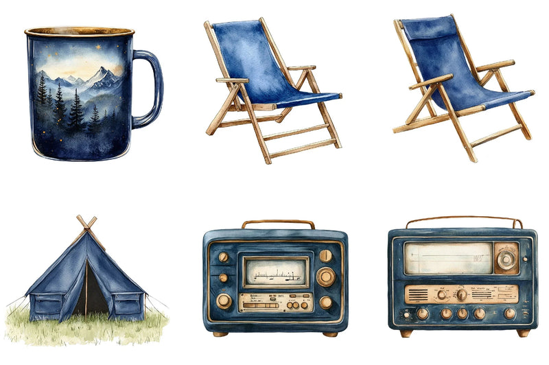 Navy Summer Outdoor Clipart Bundle - CraftNest - Digital Crafting and Art