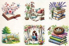 Spring Book Lover Clipart Bundle - CraftNest - Digital Crafting and Art
