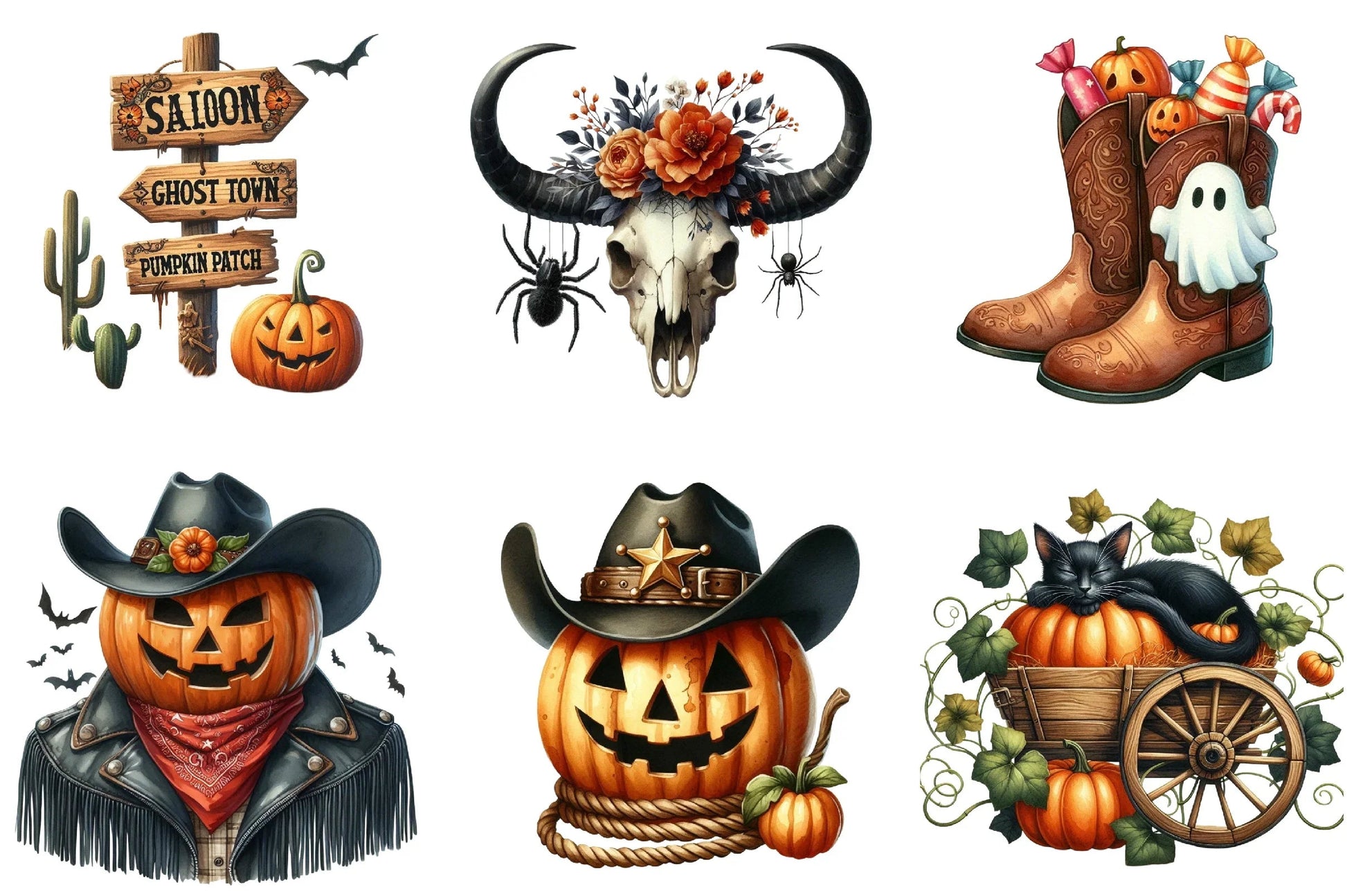 Western Halloween Clipart Bundle - CraftNest - Digital Crafting and Art