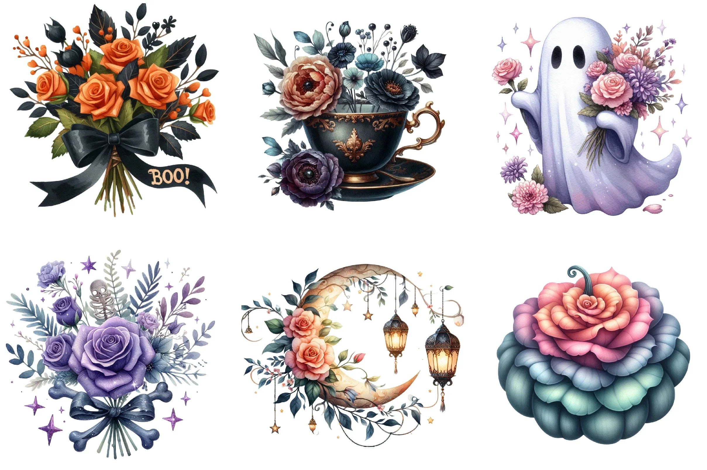 Halloween Flowers Clipart Bundle - CraftNest - Digital Crafting and Art