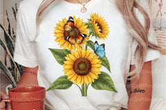 Sunflower and Butterfly Clipart Bundle 99 - CraftNest - Digital Crafting and Art