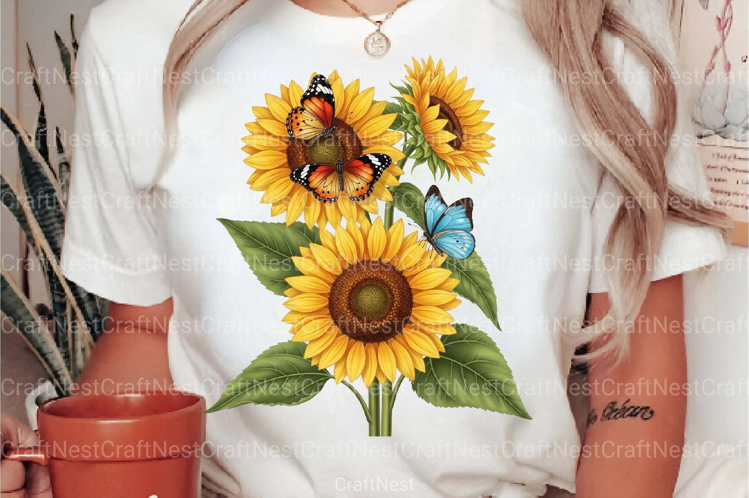 Sunflower and Butterfly Clipart Bundle 99 - CraftNest - Digital Crafting and Art