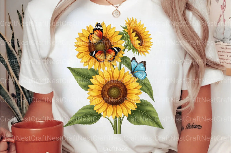 Sunflower and Butterfly Clipart Bundle 99 - CraftNest - Digital Crafting and Art
