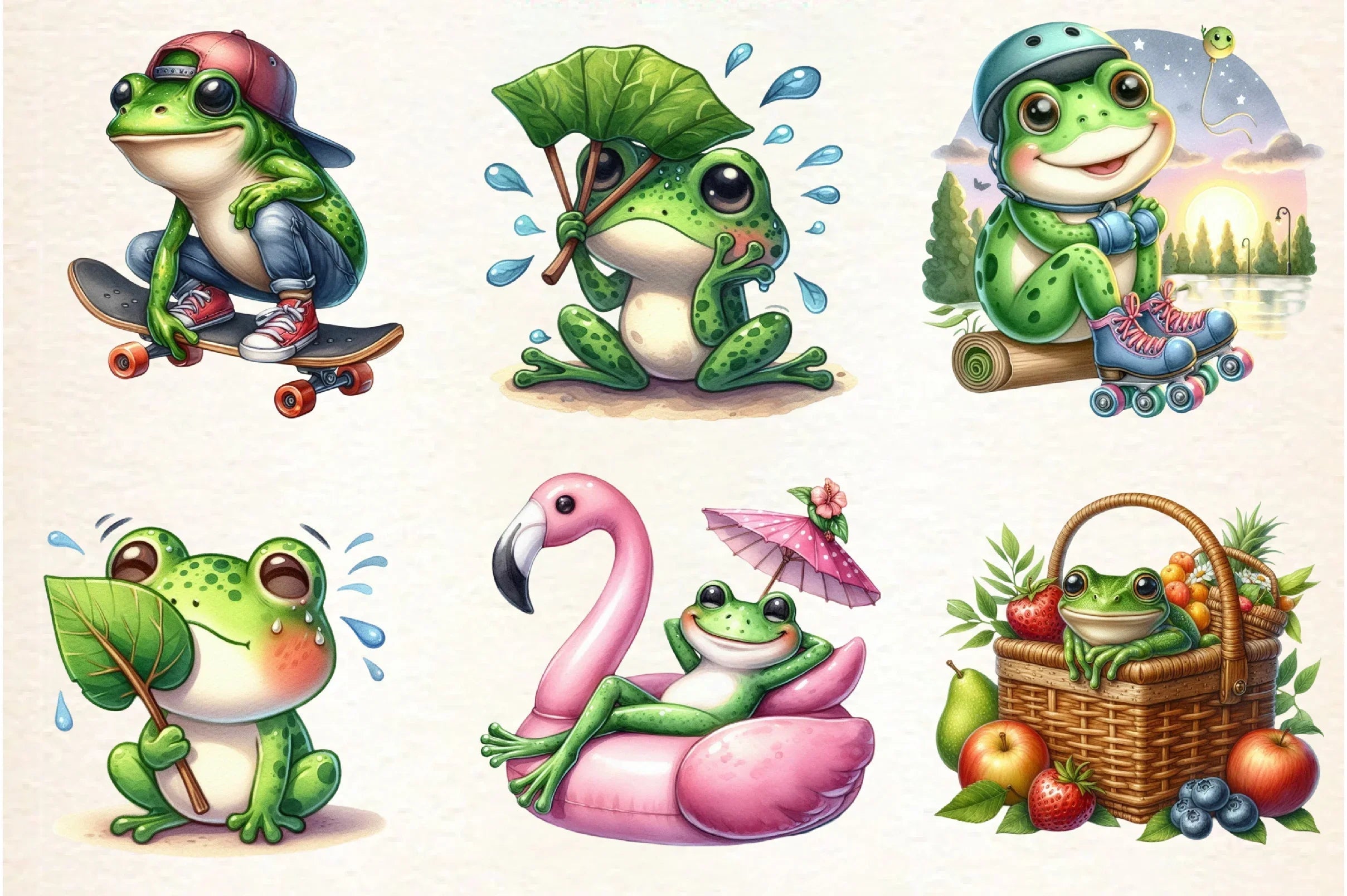 Frog Summer Clipart Bundle - CraftNest - Digital Crafting and Art
