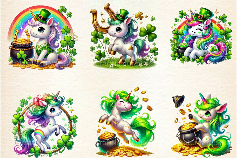 St. Patrick's Day Unicorn Clipart Bundle 99 - CraftNest - Digital Crafting and Art