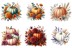 Fall Floral Pumpkin Clipart Bundle - CraftNest - Digital Crafting and Art