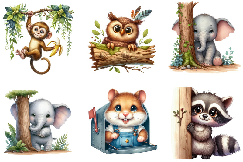 Quirky Animals Peeking Clipart Bundle - CraftNest - Digital Crafting and Art
