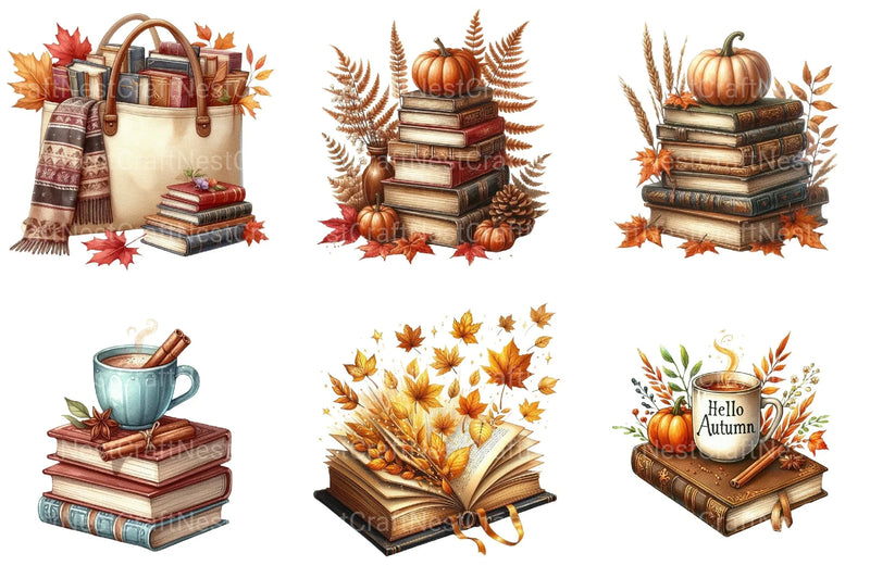 Autumn Books Clipart Bundle 5 - CraftNest - Digital Crafting and Art