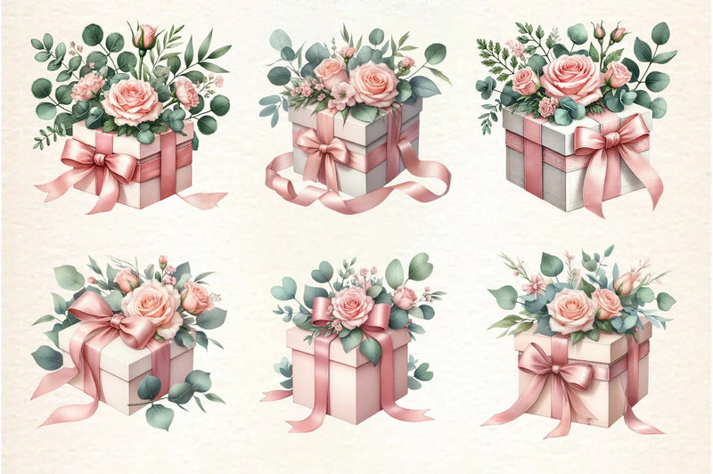 Floral Gift Box Clipart Bundle - CraftNest - Digital Crafting and Art