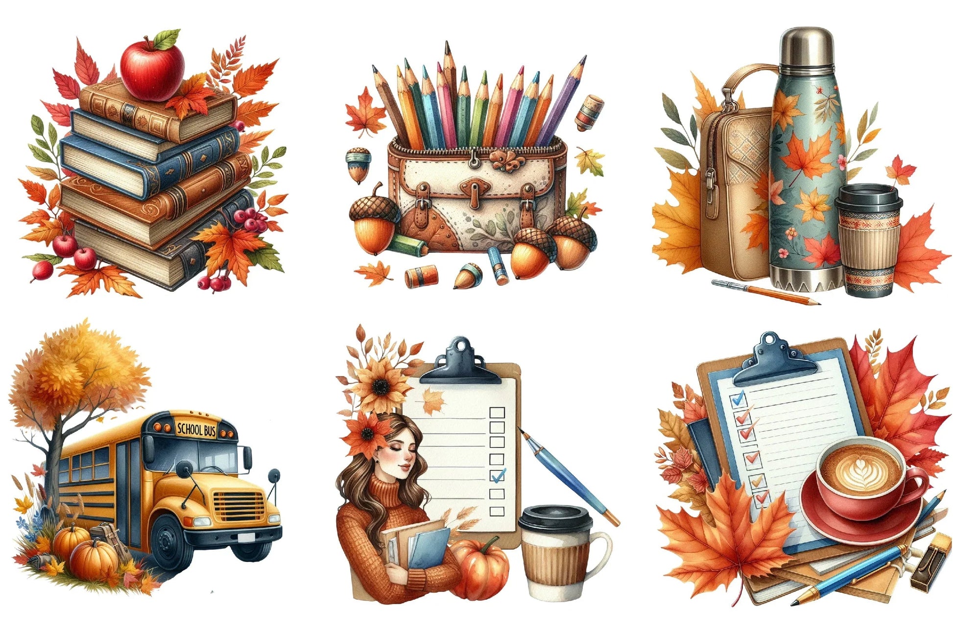 Autumn Back to School Design Clipart Bundle - CraftNest - Digital Crafting and Art