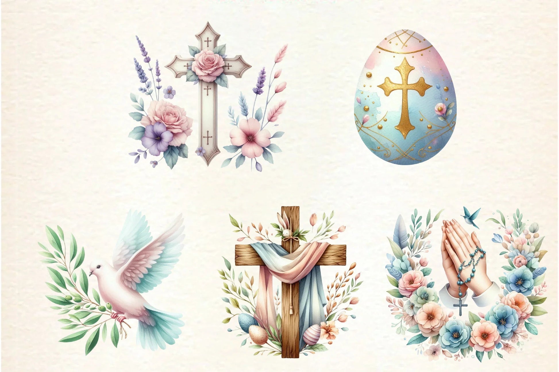 Pastel Christian Easter Clipart Bundle - CraftNest - Digital Crafting and Art