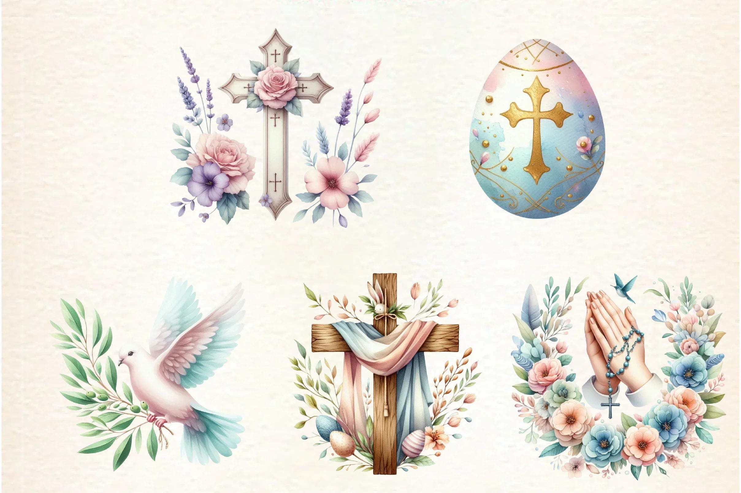 Pastel Christian Easter Clipart Bundle - CraftNest - Digital Crafting and Art