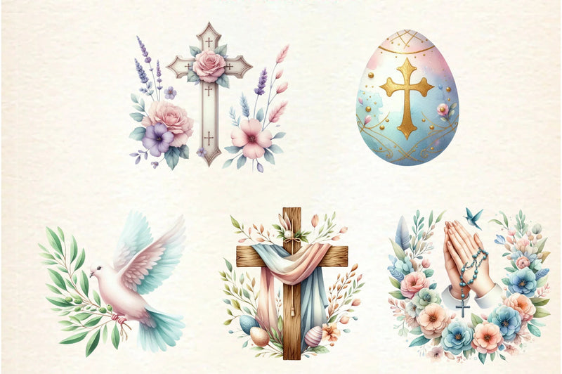 Pastel Christian Easter Clipart Bundle - CraftNest - Digital Crafting and Art