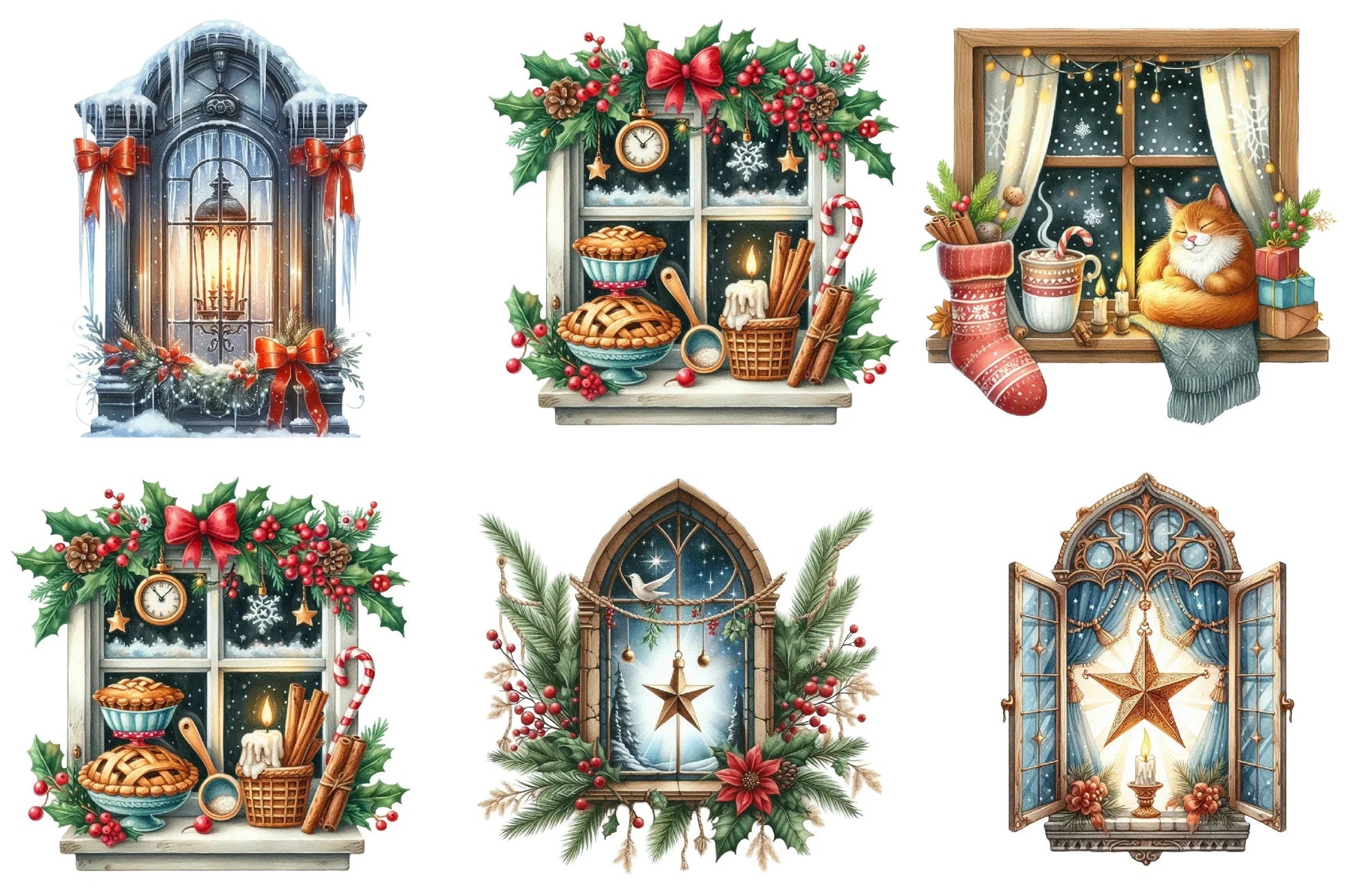 Christmas Cozy Window Clipart Bundle - CraftNest - Digital Crafting and Art