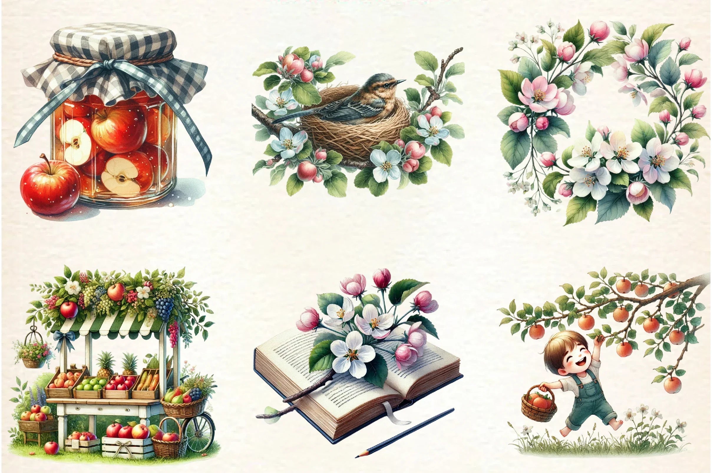 Spring Apple Harvest Clipart Bundle - CraftNest - Digital Crafting and Art