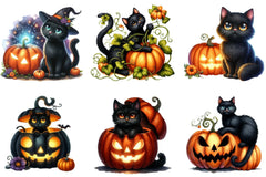 Black Cat & Pumpkin Halloween Clipart Bundle - CraftNest - Digital Crafting and Art