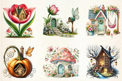 Spring Fairy House Clipart Bundle - CraftNest - Digital Crafting and Art