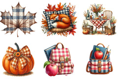 Gingham Autumn Clipart Bundle - CraftNest - Digital Crafting and Art