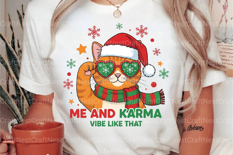 Christmas Cat Karma Quote Clipart Bundle 1 - CraftNest - Digital Crafting and Art