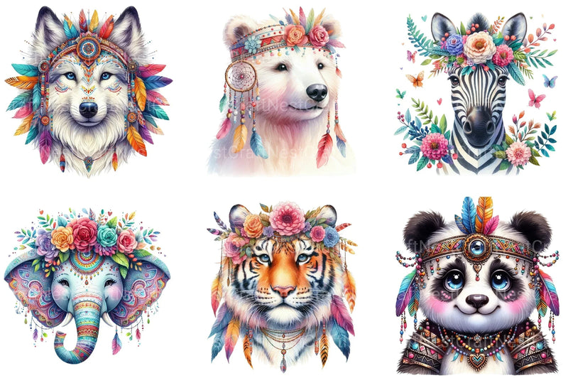 Boho Animal Portraits Clipart Bundle - CraftNest - Digital Crafting and Art