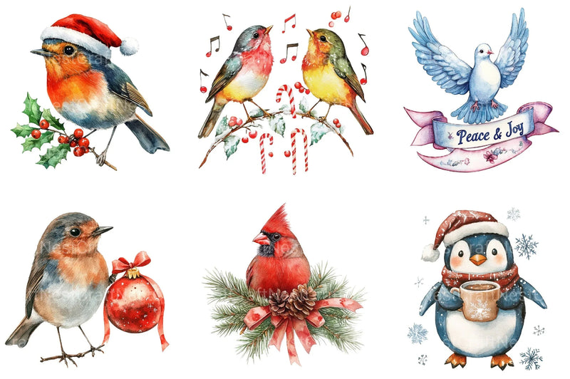 Christmas Bird Clipart Bundle - CraftNest - Digital Crafting and Art