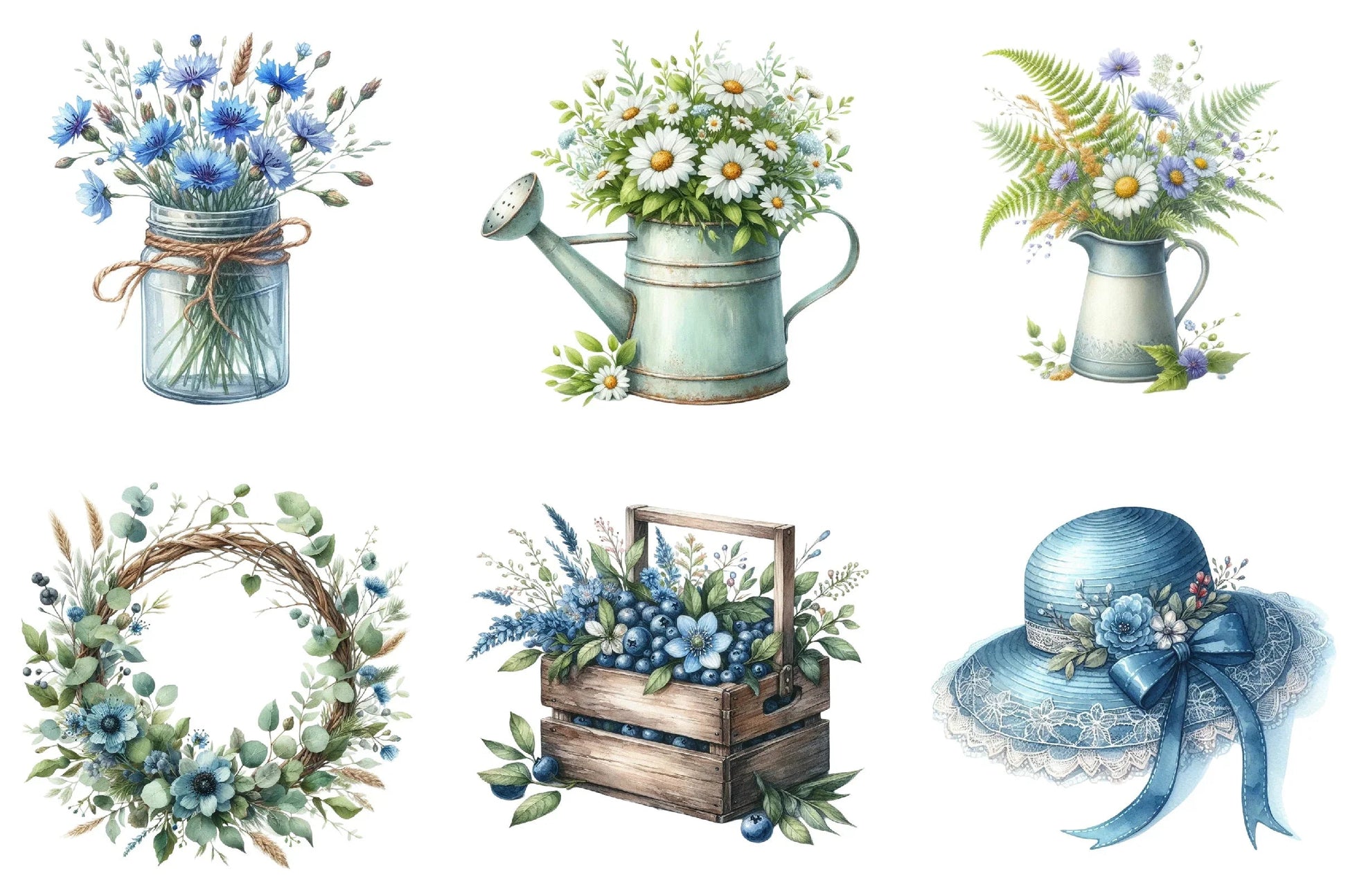 Blue Rustic Summer Clipart Bundle - CraftNest - Digital Crafting and Art