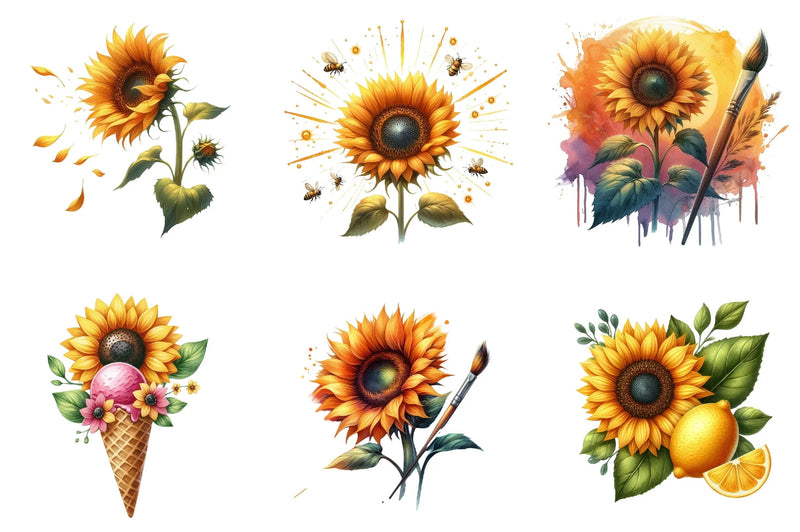 Summer Sunflower Clipart Bundle - CraftNest - Digital Crafting and Art