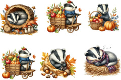 Autumn Cute Badger Clipart Bundle - CraftNest - Digital Crafting and Art