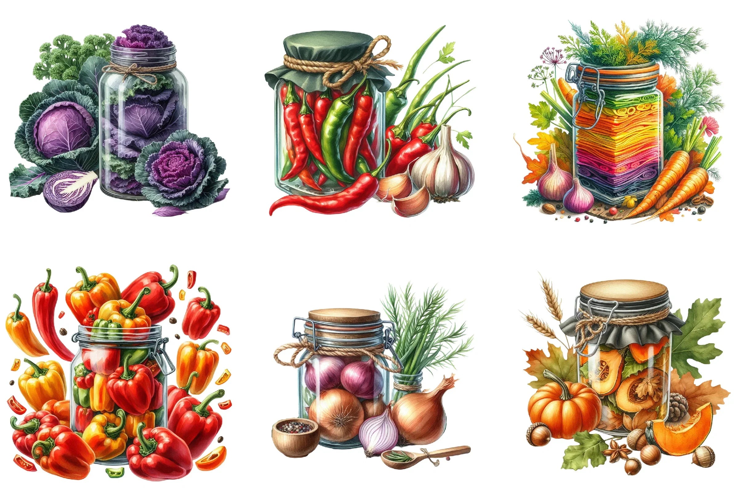 Vegetables Jarful Joy Clipart Bundle - CraftNest - Digital Crafting and Art