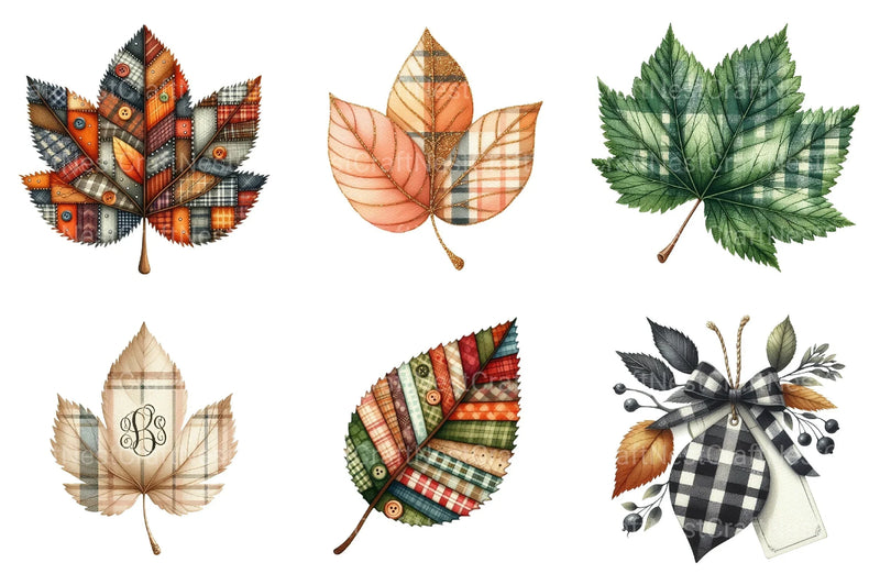 Autumn Plaid Leaf Clipart Bundle - CraftNest - Digital Crafting and Art