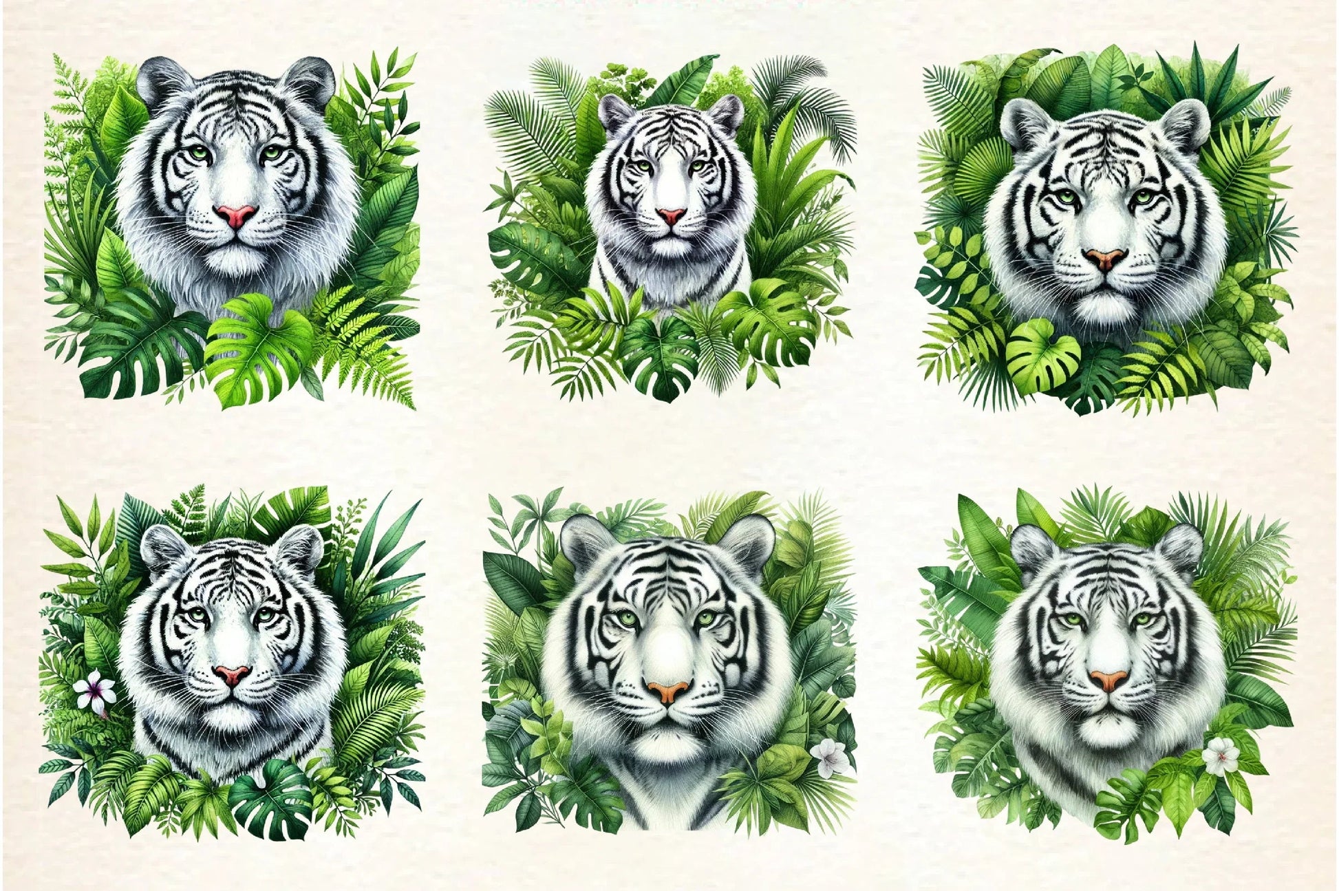 White Tiger Clipart Bundle - CraftNest - Digital Crafting and Art