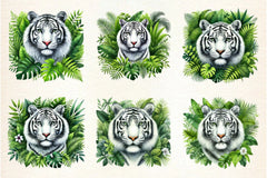 White Tiger Clipart Bundle - CraftNest - Digital Crafting and Art