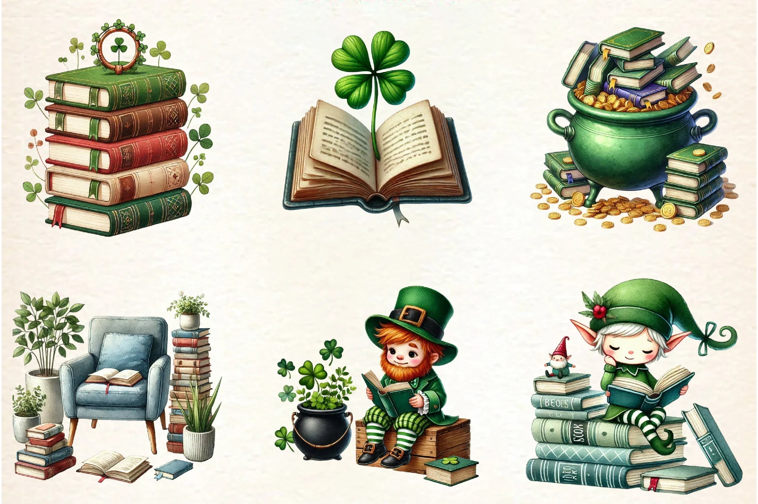 St. Patrick's Day Reading Clipart Bundle - CraftNest - Digital Crafting and Art