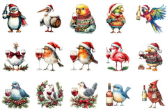 Christmas Funny Bird Wine Clipart Bundle - CraftNest - Digital Crafting and Art