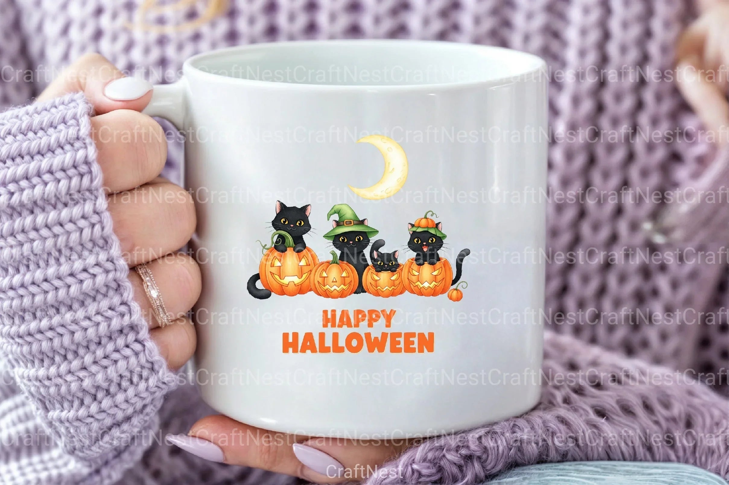 Happy Halloween Black Cat Clipart Bundle - CraftNest - Digital Crafting and Art
