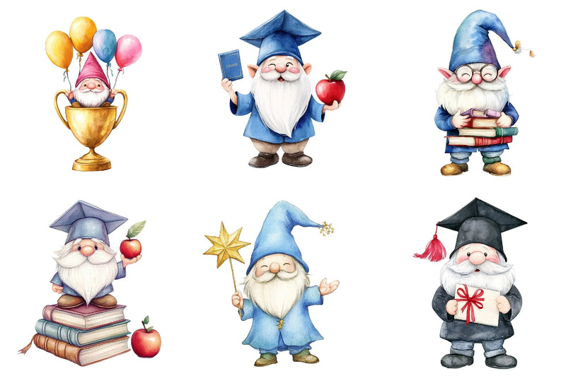 Graduation Cute Gnome Clipart Bundle - CraftNest - Digital Crafting and Art