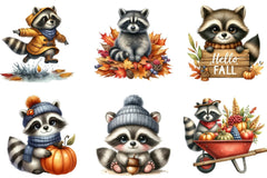 Autumn Raccoons Clipart Bundle - CraftNest - Digital Crafting and Art