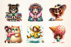 Funny Quirky Girl Clipart Bundle - CraftNest - Digital Crafting and Art