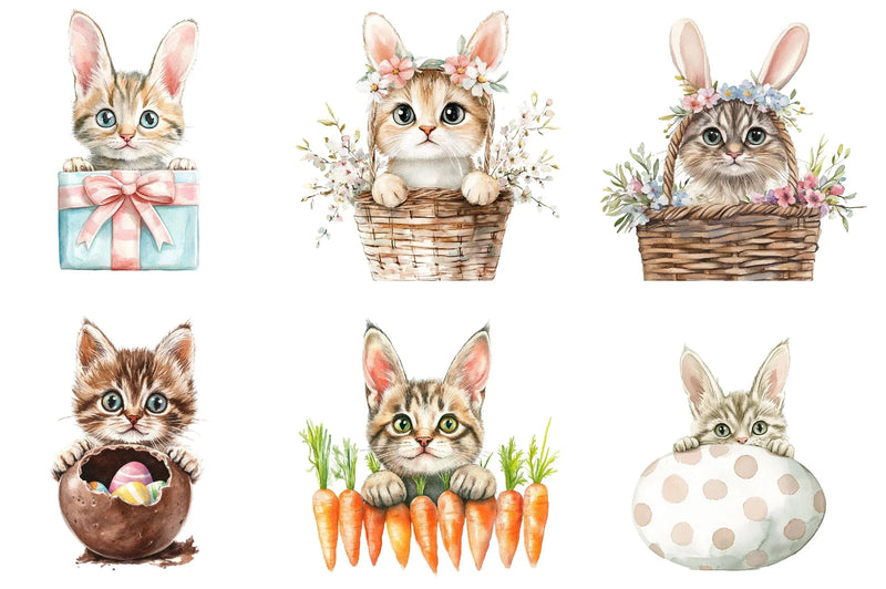 Easter Bunny Cat Peeking Sublimation Clipart Bundle - CraftNest - Digital Crafting and Art