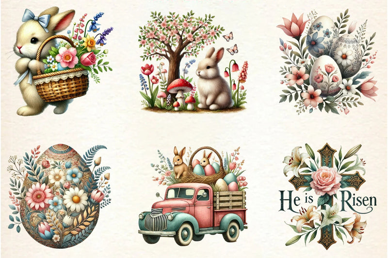 Vintage Easter Clipart Bundle - CraftNest - Digital Crafting and Art