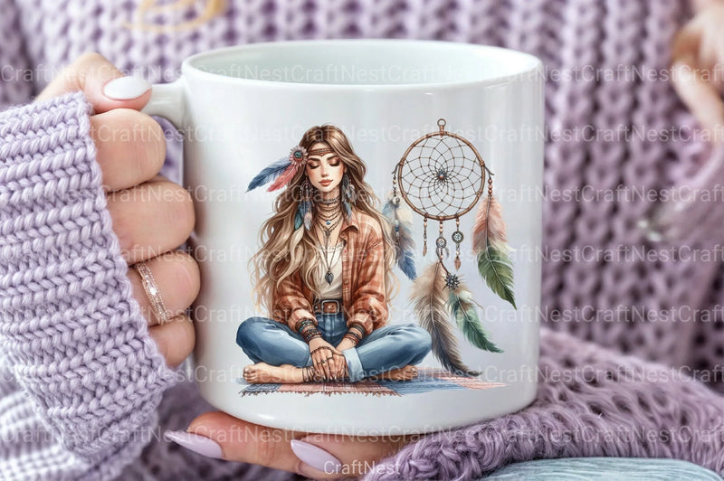 Tribal Boho Girl Clipart Bundle 10 - CraftNest - Digital Crafting and Art